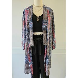 Bohemian printed kimono cardigan